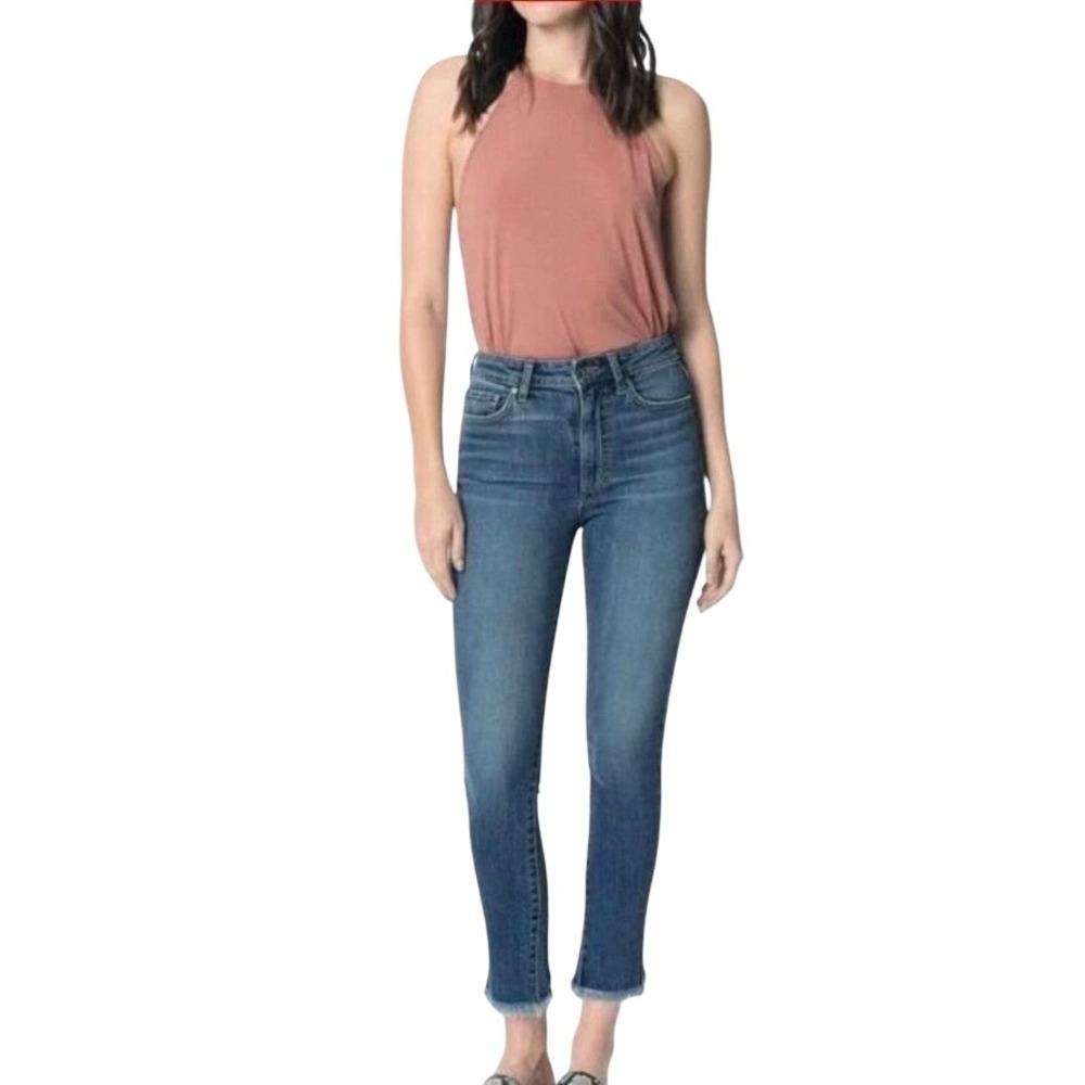 Joes Jeans The Charlie High Rise Skinny Ankle Jeans Blue Denim Frayed Hem Sz 24 - Picture 1 of 9